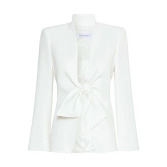 Max Mara Jassen, Dames, Wit, S, Leer, Cady Jas met ceintuurdetail