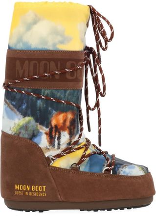 Moon Boot Brown High Printed Boots