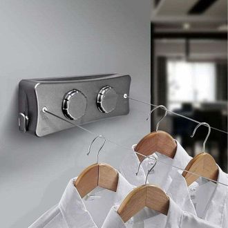 OEM Tendedero Retr&aacute;ctil De 5 M - Cuerdas De Acero Inoxidable 304 - F&aacute;cil Instalaci&oacute;n Sin Taladrar - Para Uso Interior Y Exterior