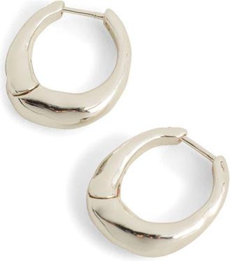 Madewell Hammered Puffy Small Huggie Hoop Earrings in Warm Silver at Nordstrom