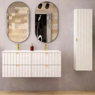 Petits Meubles Conjunto de muebles con doble lavabo paneles de melamina y mdf blanco
