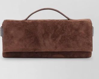Brunello Cucinelli monili suede clutch bag