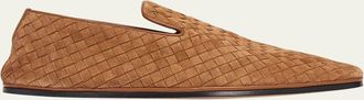 Bottega Veneta Mens Palazzo Intrecciato Suede Loafers