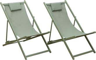 Happy Garden Lote de 2 hamacas reclinables de textileno y aluminio verde salvia