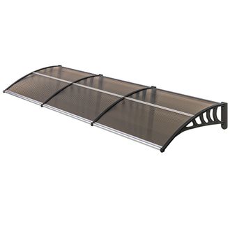 OUTSUNNY Tettoia Esterna Finestre E Porte 303x96cm In Policarbonato Marrone
