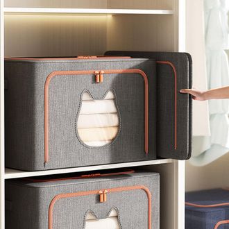 Infinite Kleideraufbewahrungstasche Mit Stahlrahmen - Gro&szlig;es Fassungsverm&ouml;gen - Faltbare Aufbewahrungsbox - Kleiderschrank-organizer Mit Sichtfenster F&uuml;r Graue