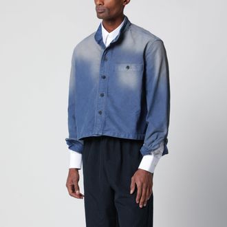 Namacheko Giacca cropped blu effetto slavato