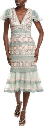 Tadashi Shoji Belle Sequin Lace Panel Midi Dress