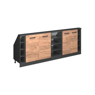 Vicco Armario De Cocina Para Techo Inclinado R-line, Oro Power Roble/antracita, 210 Cm Lote De 5, Vicco