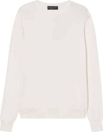 Brooks Brothers Katoenen ronde hals trui - Heren - Ronde hals truien - Wit - XL - Katoen - Truien & Vesten