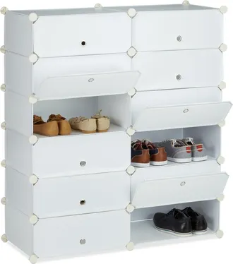 Relaxdays Relaxdays - Zapatero Xxl Con Puertas, Pl&aacute;stico, Blanco, 108x94x37 Cm