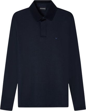 Emporio Armani Blue Cotton Logo Polo