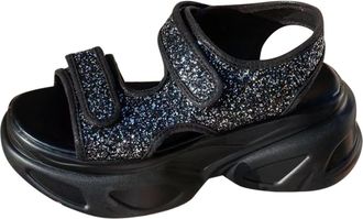 Generic Foreign Trade Plus Size High Heels Cool Slippers Spring And Summer New Styles Thick On Slippers For Women Toe Ring Sandals for Women Heel (Navy, 4.5)