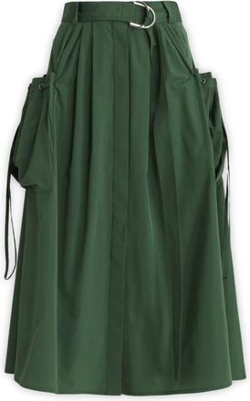Mant&ugrave; A-lijn Midi Rok - Dames - Midirokken - Groen - XS - Rokken