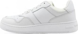 Tommy Hilfiger Retro Leren Basketball Sneakers - Dames - Sneakers - Wit - 37 EU - Leer - Schoenen