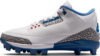 Nike Jordan Mens Jordan 3 Retro MCS True Blue Baseball Cleats in White | FZ8627-101