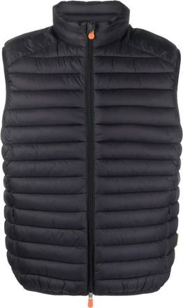Save The Duck logo-patch padded gilet - men - Nylon/Nylon - XXXL - Black