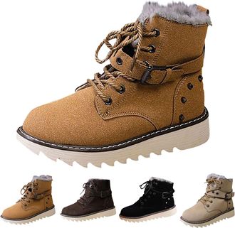 Generic Womens Winter High Top Boots Thickened Fleece Lined Platform Boots Casual Warm Faux Fur Short Snow Boot Ladies Lace Up Ankle Booties Waterproof Anti S