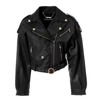 Just Cavalli Leren Jas - Dames - Leren en Su&egrave;de Jassen - Zwart - L - Leer - Jassen