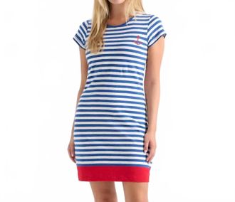 Hatley Crew Neck T-Shirt Mini Dress In Nautical Stripes