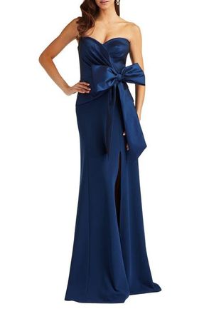Tadashi Shoji Strapless Stretch Crepe Gown in Navy at Nordstrom, Size 4