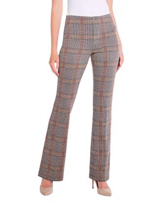 Nic+Zoe Sketched Plaid Bootcut Pants In Nuetral Multi