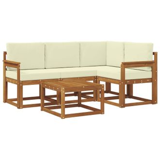 vidaXL Conjunto De Sof&aacute;s De Exterior Con Coj&iacute;n 5 Pcs Natural Y Crema Vidaxl