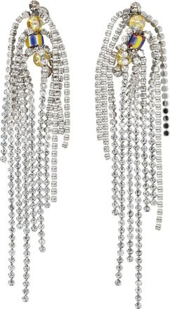 Dries Van Noten Silver Crystal Dangler Earrings