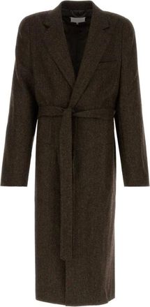 Maison Margiela Geknoopte wollen jas met visgraatpatroon - Heren - Mantels - Bruin - Maat: L Wol