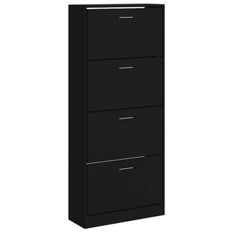 vidaXL Mueble Zapatero Madera Contrachapada Negro 63x24x147 Cm Vidaxl