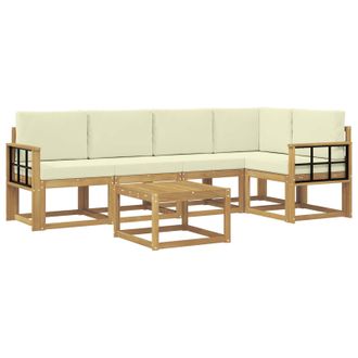 vidaXL Conjunto De Sof&aacute;s De Exterior Con Coj&iacute;n 6 Pcs Blanco Y Crema Vidaxl