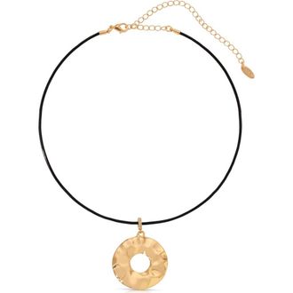 Ettika Hammered Circle Choker Necklace in Black at Nordstrom