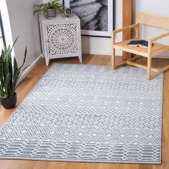 Safavieh Belmont Machine Made Area Rug, Ivory / Navy Transitional Style Easy Care