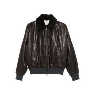 【関税＆送料込み】Brunello Cucinelli Leather Outerwears Brunello Cucinelli Aviator Leather Jacket | Brown | FARFETCH