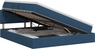vidaXL Cama Con Almacenamiento Y Colch&oacute;n Azul 140 X 200 Cm Terciopelo Vidaxl