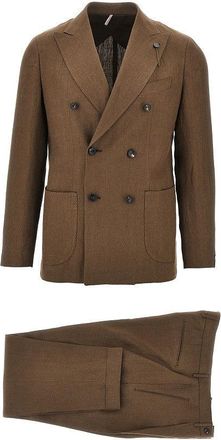 Santaniello Double-breasted linen tailored suit Man 50