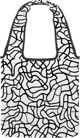 Generic Abstract Black and White Line Reversible Canvas Shoulder Tote - Double-Sided Print, 12oz Cotton, 27cm Drop, Fold-Flat Bag for Travel, Shopping, Street