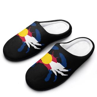 Generic Colorado Flag Crab Womens Slippers Warm House Slippers Indoor House Shoes with Anti-Skid Rubber Sole