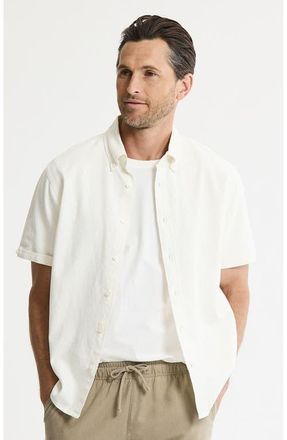 J.A.C.H.S. Linen Blend Short Sleeve Shirt in White at Nordstrom, Size Xx-Large
