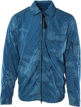 C.P. Company Blauw Camo Net Overshirt - Heren - Zomerjassen - Blauw - XL - Katoen - Jassen