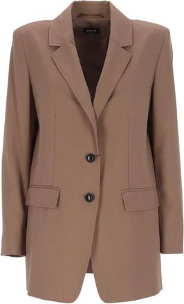 Marella button blazer - women - Polyester/Viscose/Elastane/Fabric - 46 - Brown