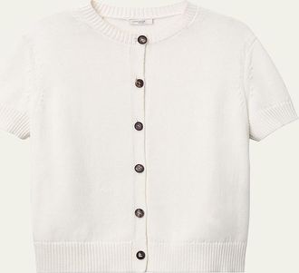 Lafayette 148 New York Crewneck Cotton-Silk Cardigan