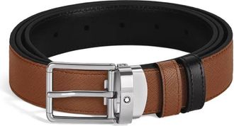Montblanc Rectangular Buckle Fauve / Black 35 mm Reversible Leather Belt