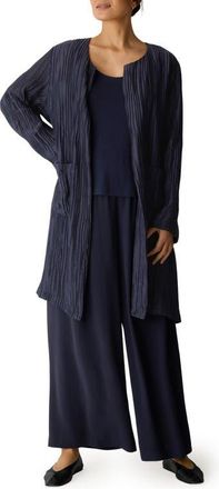 Eileen Fisher Longline Open Front Crinkle Jacket at Nordstrom, Size Xx-Small