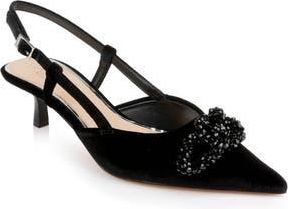 Badgley Mischka Tabitha Slingback Kitten Heel Pump in Black Velvet at Nordstrom Rack, Size 7