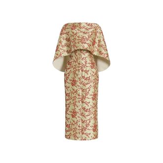 Alberta Ferretti Floral mikado column dress with removable cape - female - Alberta Ferretti - Party Dresses - Multicolor - L - Dresses