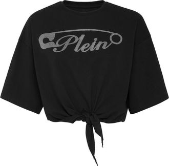 Philipp Plein T-shirt Ronde Hals SS Crop - Dames - T-shirts - Zwart - S - Katoen - Tops