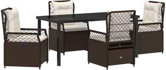 vidaXL Garden Dining Set 5 pcs Brown Poly Rattan Vidaxl