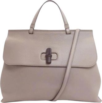 Gucci Pre-owned Vintage Handtas - Dames - Vintage Handtas - Grijs - ONE Size - Leer - Vintage