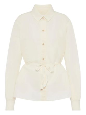 Maison Margiela belted long-sleeve shirt - women - Silk/Cotton - 36 - Neutrals
